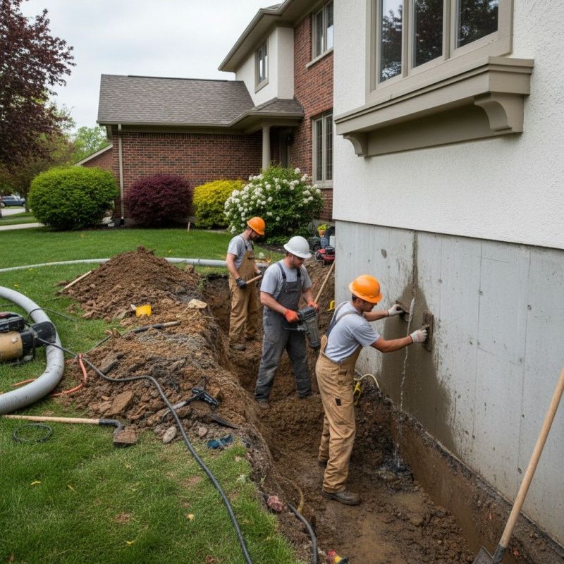 Our team working on Foundation Repair projects in Woonsocket, RI
