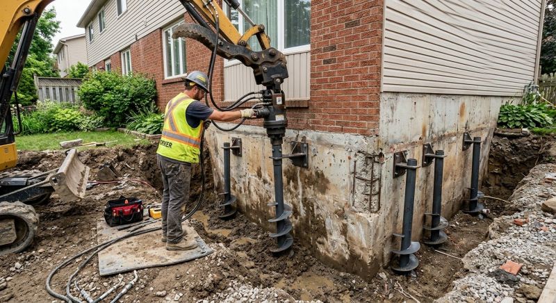 Helical Piers Installation in Woonsocket, RI