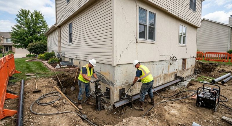 Sinking Foundation Repair in Dedham, MA